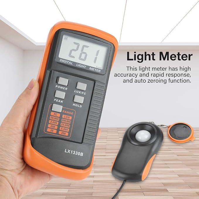 LX1330B Digital Luxmeter LCD Display Light Meter Lux Meter Photometer 0-200,000 Lux Testing Illuminometer