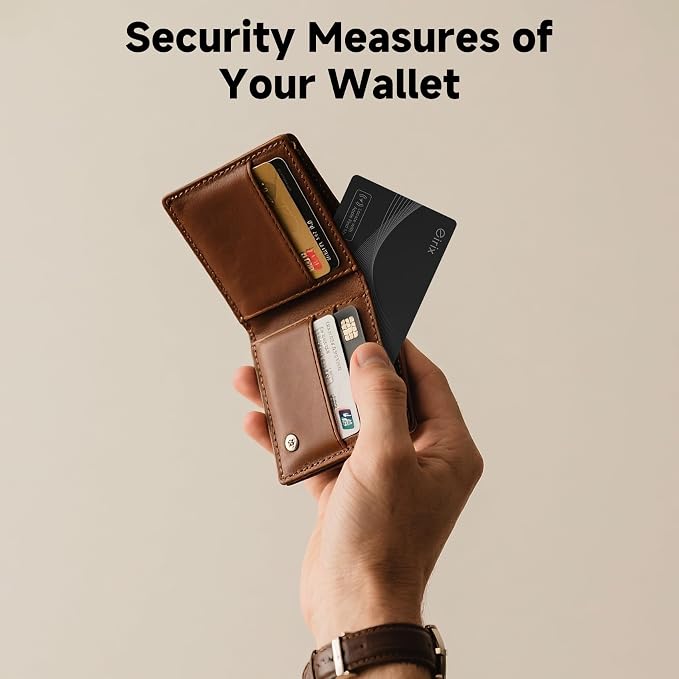 2026 [Apple MFi Certified] (iOS Only) Wallet Tracker Card, Rechargeable Thin Finder, Works with Apple Find My, IP68 Waterproof Item Locator for Luggage Tags, Passports, Phone (Black, 2 Pack)