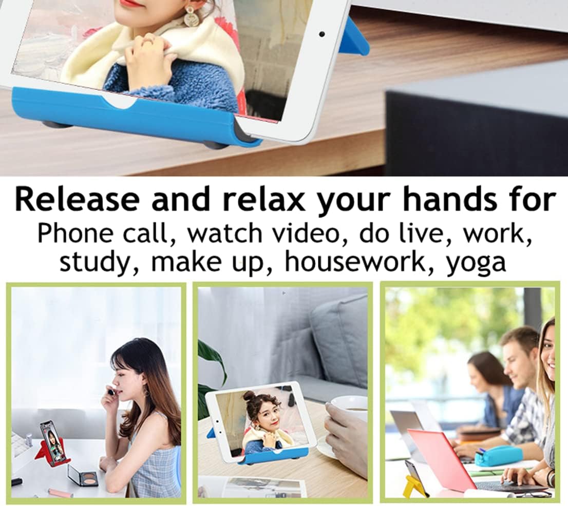 Cell Phone Stand for Desk Foldable Cell Phone Holder Desk Tablet Holder Mobile Phone Dock, Multi-Angle Universal Adjustable Tablet Dock (Pink+Purple+Black+Blue)