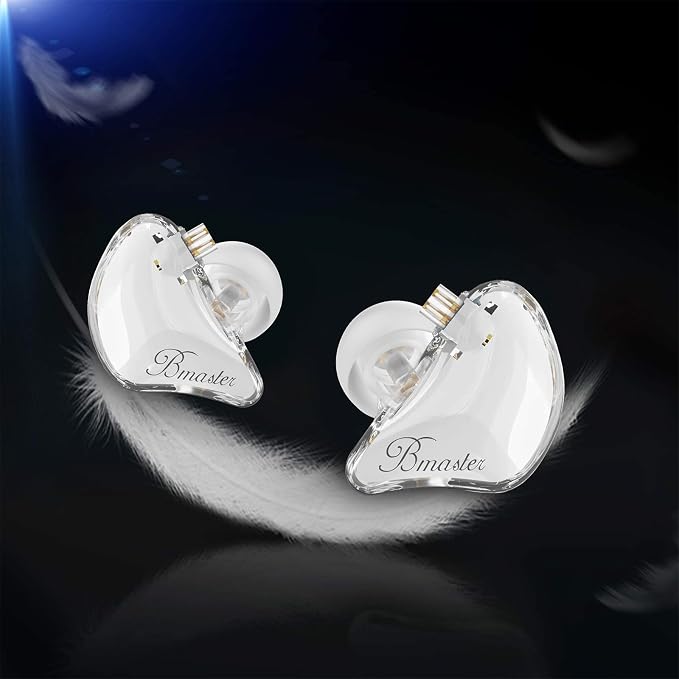 BASN Bmaster 2Pin in Ear Monitor Headphone, 1BA+2DD Hybrid Driver Sound Isolation Earbuds Suitable for Live Stage, Music Performance (White)
