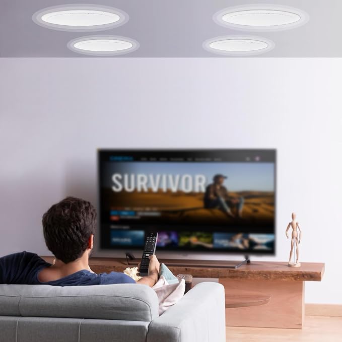 VEVOR 4 PCs 8 Inch in Ceiling Speakers, 400W Flush Mount Ceiling & in-Wall Speakers System with 8" Woofer,1" Tweeter, for Home Kitchen Living Room Bedroom or Covered Outdoor Porches