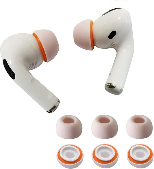 KASOTT Upgraded Memory Foam&Silicone Hybrid Ear Tips for AirPods Pro 1st & 2nd Gen,Ultra-Comfort,Anti-Slip Eartips,Perfect Noise Reduction,Fit in The Charging Case,3 Pairs(Orange, Small)