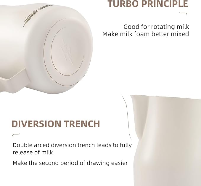MHW Bomber 450ml/15.2oz Milk Frothing Pitcher - Stainless Steel Espresso Steaming Pitcher - Barista Latte Art Round Spout Milk Jug P6006W