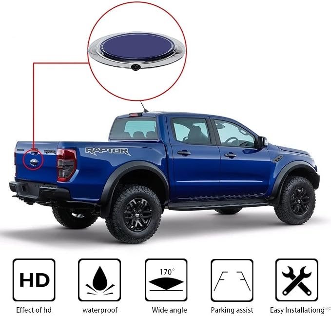 Aftermarket Emblem Backup Camera for F150 (2004-2014)/F250 F350 F450(2009-2014) Flex(2009-2012) Ranger 2012 CVBS | AHD Dual Signal HD Night Vision Waterproof 170° Wide Viewing（RCA Connector）