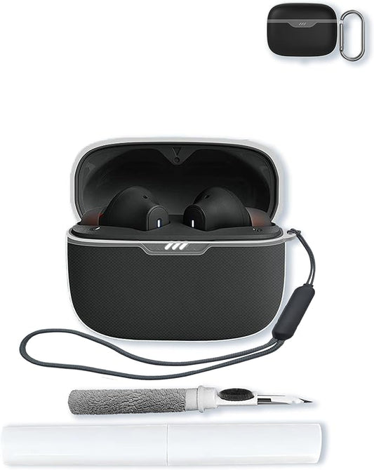 TPU Case Compatible with JBL Tune 230NC TWS with Keychain,Cleaning Kit and Lanyard Soft Protective Shockproof Cover for JBL T230NC Earbuds-Clear