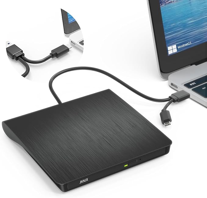 External CD DVD Drive,USB 3.0 and Type-C CD DVD Disc Reader Writer Burner Player,Slim and Portable CD DVD +/-RW Optical Drive for PC Laptop Desktop MacBook Mac Windows 7/8.1/10/11 Linux OS Apple