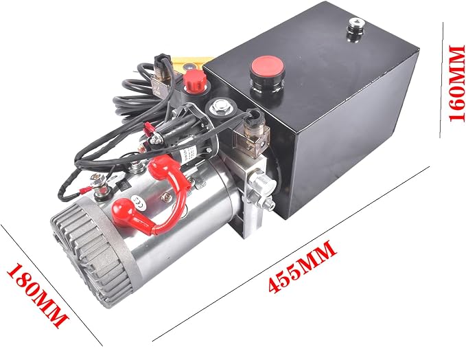12V DC Steel Hydraulic Pump Power Unit, 2 GPM Flow Rate, 6 Quart Metal Reservoir, Double Acting, 3200 PSI Max Pressure, SAE #6 Ports for Dump Trailers, Car Lifts, DIY Hydraulic Systems