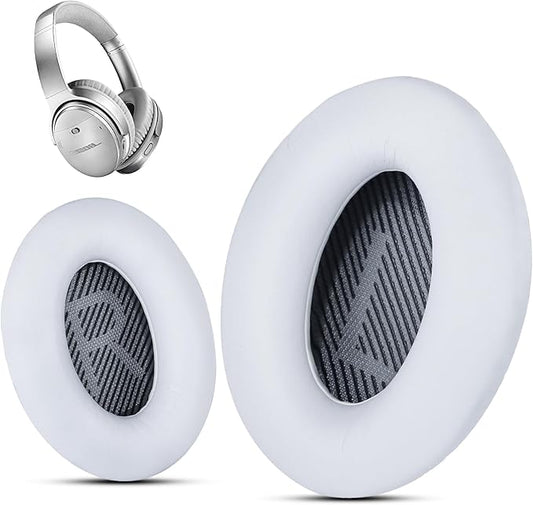 Premium Ear Pad Replacement for Bose Headphones Earpads, Compatible with Bose QuietComfort 35 ii /QC35 /QC25 /QC2 /QC15 /Ae2 /Ae2i /Ae2w /SoundTrue & SoundLink, by Krone Kalpasmos – White