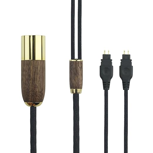 NewFantasia 6.6ft 4-pin XLR Balanced cable Replacement Audio Upgrade Cable Compatible with Sennheiser HD650 HD58X HD600 HD580 HD660S, HD6XX Headphone 6N OCC Copper Silver Plated cord Walnut Wood Shell