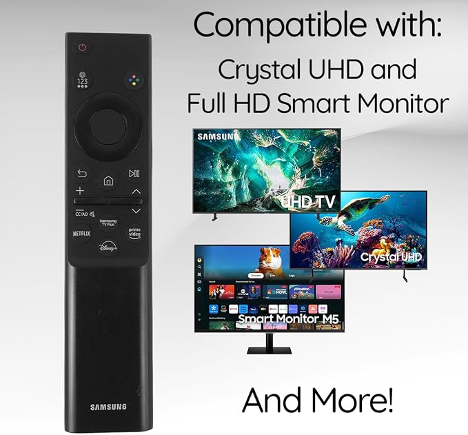 Original BN59-01457A Remote Control fit for Samsung Smart Monitor M5 and Crystal UHD Smart TV Includes Netflix, Samsung TV, Prime Video, and Disney+ Shortcuts