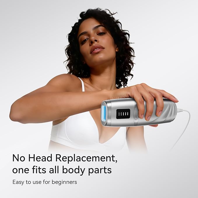 Laser Hair Removal LIJAI IPL Hair Removal Device for Women & Men, 999,999 Flashes Painless Long-Lasting Results, at Home Hair Removal in 8mins for Armpits Legs Arms Bikini Line, Silver