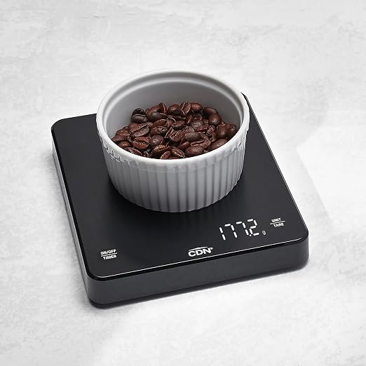 CDN Coffee Scale & Timer - Easy-to-Read Backlit Display, 6.5 lb (SDC0602)