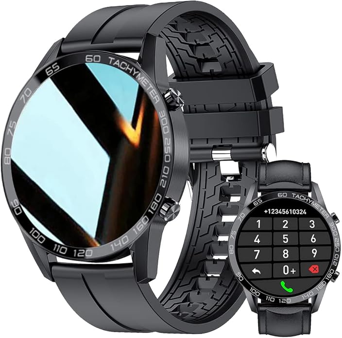 Men Smart Watch for Android iOS, Bluetooth Calls Voice Chat with Heart Rate/Sleep Monitor Fitness Tracker, 1.3" Full Touch Screen IP67 Waterproof Stainless Steel Activity Tracker for Men