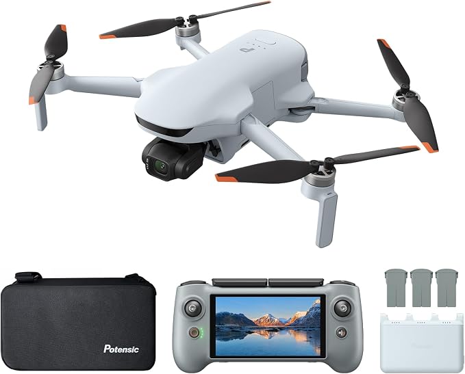 Potensic ATOM 3 Fly More Combo(RC PTD 2), Drones with Camera for Adults 4K 60fps, 8K Photo, 5.5’’ Display, 120-Min Flight, 16KM Transmission, 1/1.3’’ CMOS, AI Track 2.0, QuickShots, Under 249g