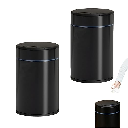 Garbage Can with Lid, Intelligent Sensor Opening and Closing, Small Garbage Can for Living Room, Bedroom, Kitchen and Bathroom (2, White)