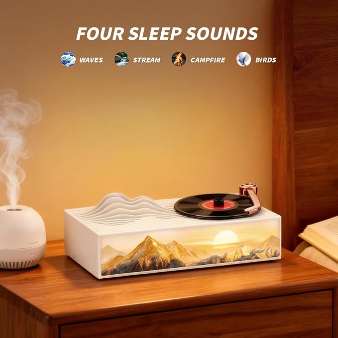 4-in-1 Bluetooth Sleep Sound Machine with Night Light | Portable Speaker for Bedroom, White Noise for Baby & Adults, TF Card & Type-C | Home Décor, Compatible with Computers & Phones