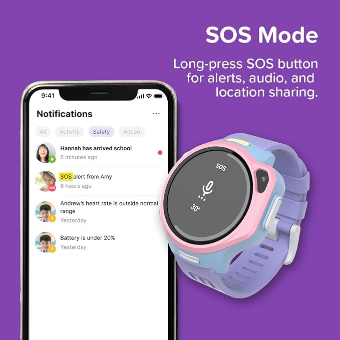 myFirst Kids Smart Watch 4G LTE with GPS Tracker & Video Calling, R2 eSIM Phone Watch for Boys Girls Ages 5-12, SOS Smartwatch with Parental Control, Birthday Gift with 1.3" AMOLED Display