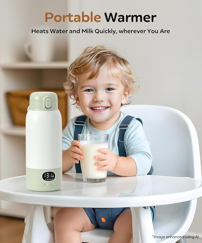 SORUTO Portable Bottle Warmer for Travel, 45W Fast Charging Milk Warmer with 17oz Large Capacity, Fast Heating Breast Milk Warmer, Long Battery Life, Precise Temp Control for Car, Outdoor