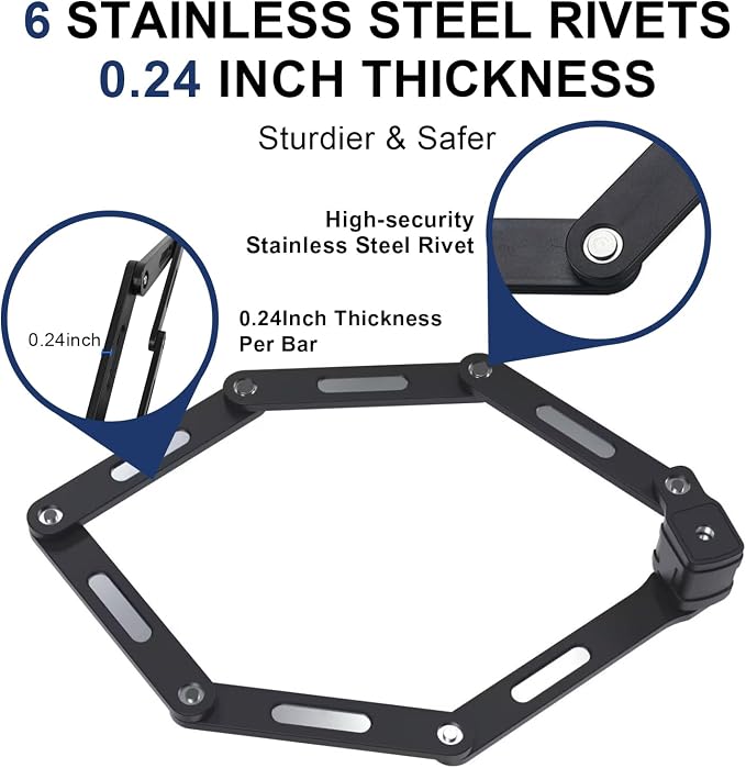 35.4 Inch Folding Bike Lock with 3 Keys and Mount Bracket Kit for Bicycles, Electric Scooters, Heavy Duty Anti-Theft, Anti-Cut, Anti-Pry Bicycle Lock