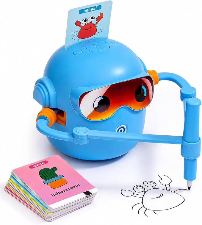 Drawing Robot for Kids, Automatic Educational Drawing Machine with Motorized Arm, 100 Drawing Cards & 16 Pens, Screen-Free STEM Learning Toy for 3 4 5 6 7 8 Year Old Boys & Girls, Rechargeable Gift