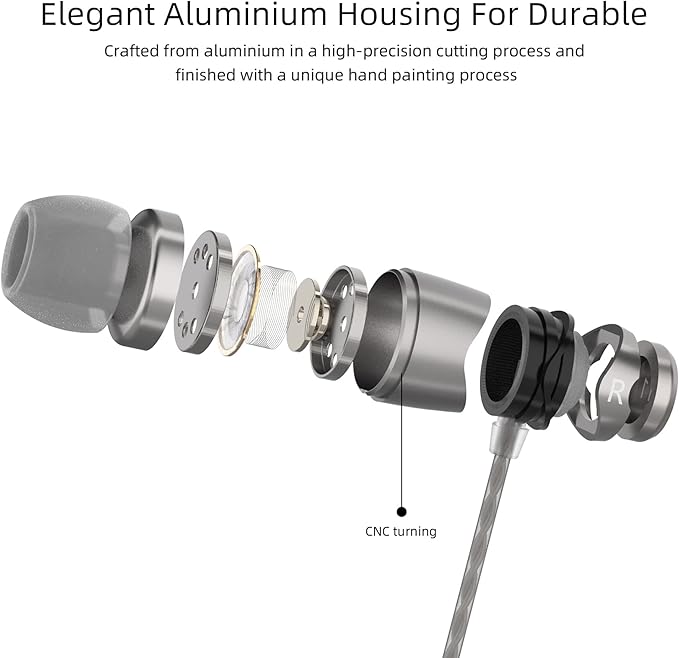 SoundMAGIC E11C Wired Earbuds, Built-in Mic, HiFi Sound, 3.5mm, Dark Silver | Crystal-clear call clarity, balanced accurate sound, rich bass, full aluminium housing, silver-plated cable, comfortable fit