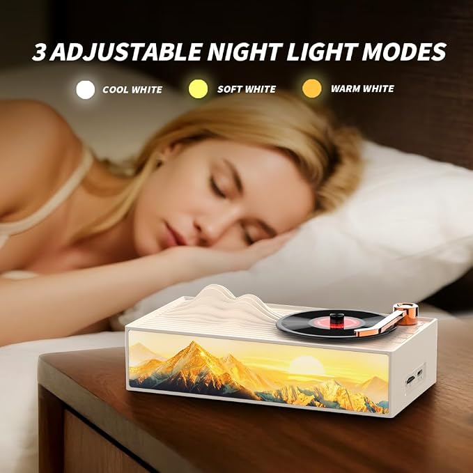 4-in-1 Bluetooth Sleep Sound Machine with Night Light | Portable Speaker for Bedroom, White Noise for Baby & Adults, TF Card & Type-C | Home Décor, Compatible with Computers & Phones