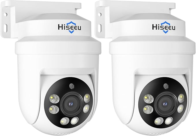 Hiseeu PTZ 5MP Dome HD-TVI Home Security Cameras with 355° pan,90° tilt,100ft IR Night Vision,IP67 Weatherproof Wired Security Camera for 360°Coverage Indoor Outdoor Surveillance Cameras 2PCS