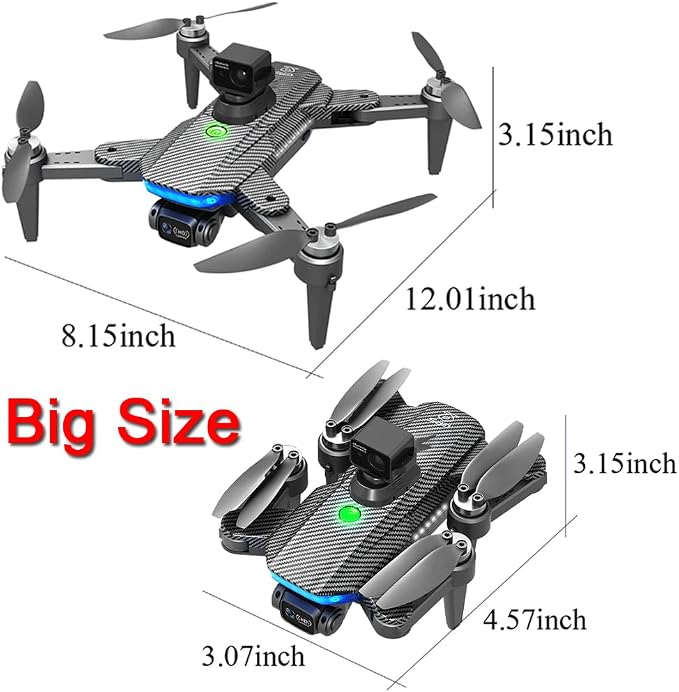 Lozenge Drones 360° Obstacle Avoidance Brushless Drones with Camera for Adults 4K GPS Smart Follow Auto Return Long Battery Life Quadcopter Big Size L900 HJ90 3 Battery Black Carbon Fiber Pattern