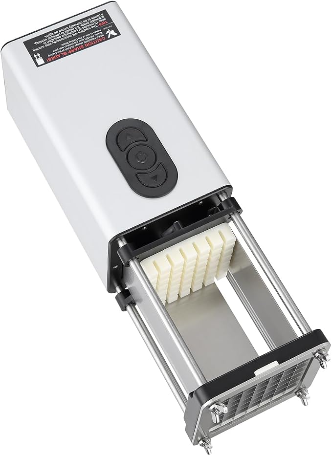 VEVOR Electric French Fry Cutter, Potato Slicer with 1/2-Inch and 3/8-Inch Stainless Steel Blades, Potato Cutter Chopper w/Anti-slip Feet, Great for Potato, French Fries, Cucumber, Vegetables, Carrot