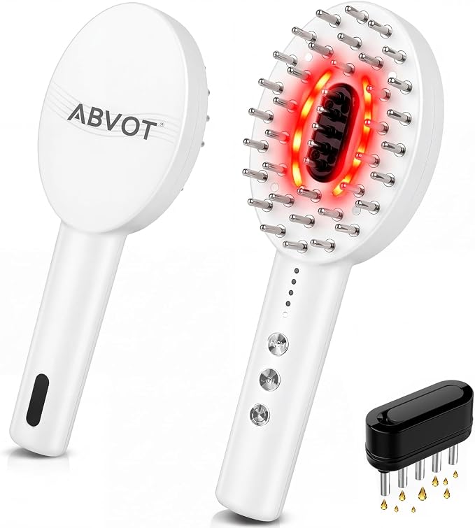 3-in-1 Electric Scalp Massager Brush, Vibrating Scalp Massager Comb with Hair Oil Applicator for Scalp/Face/Body Relaxation, Portable Massager Tool for Home & Travel, Gift for Men & Women(White)