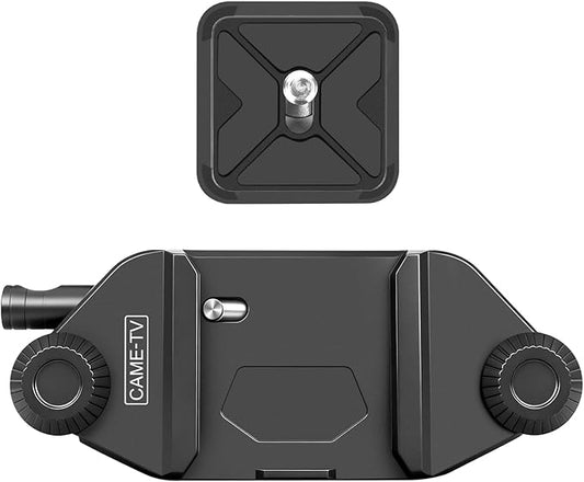 cametv Camera Clip Backpack Clip with Quick Release Plate, Aluminum Backpack Strap Camera Mount Holder with QR Clamp System for Canon, Sony, Nikon, Fuji, DSLR, Action Camera (68001) (Black)