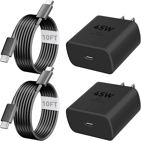 Phone 17 16 Pro Max Charger Fast Charging, 45W Super Fast USB C Charger Block with 10FT Long Charging Cord Cable for 17 16 Pro Max/17 16/16 Plus,15 Pro Max/15 Pro/15, Android Phone-Black