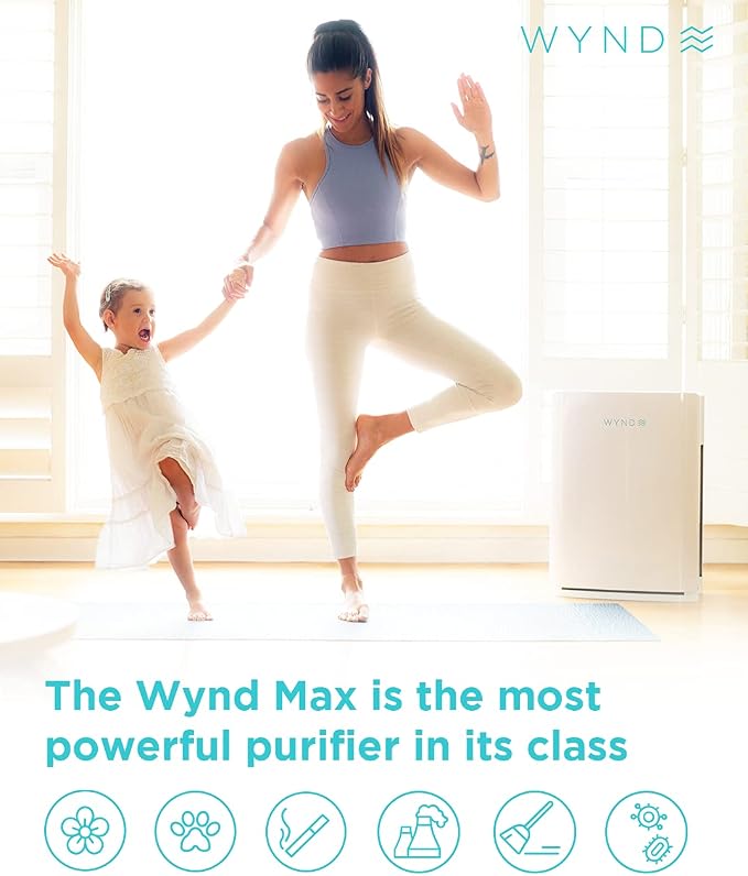 Wynd Max Home Air Purifier (Consumer Version) - App and Alexa Enabled, Smart Purification - HEPA Filter - For Home, Office, Large Spaces - 1200 sqft | Wildfire, smoke, dander, dust, odor