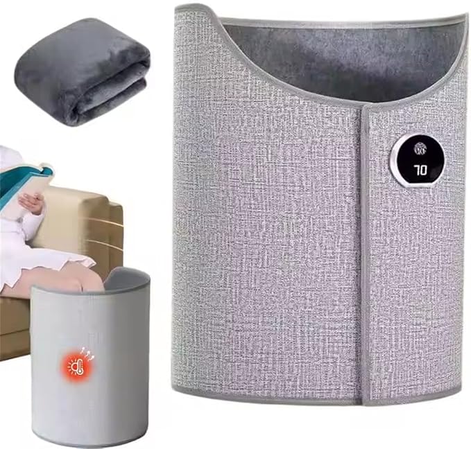Portable Leg Warmer with Soft Blanket Under Desk Leg Foot Knee Heater Quiet Foot Warmer Winter Foot Warmer 60 Degree Small Space Heater Portable Space Heater for Office and Home (Gray)