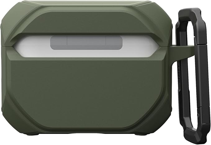 URBAN ARMOR GEAR UAG Designed for AirPods Pro 3rd Gen Case - Built-in Phone Stand Detachable Carabiner Clip Rugged Military Grade Drop Proof Protective Cover, Monarch Olive Drab/Silver