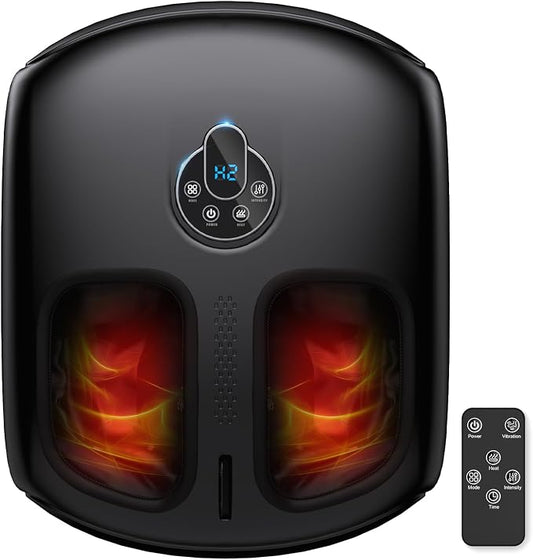 Foot Massager with Heat, 4 Modes & Vibration & Compression & Rolling for Feet Toes Relief, Electric Shiatsu Foot Massager with Remote, Fits Up to Men's Size 13, Gift for Women Men Father's Day