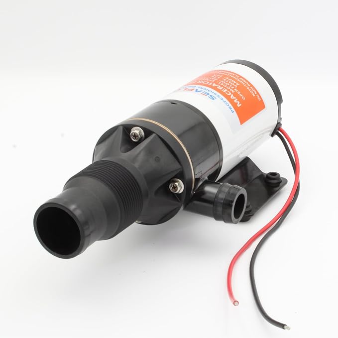 SEAFLO 01 Series Left-Handed Installation Macerator Pump - 12V, 12 GPM (45 LPM) Open Flow, Self-Priming, Anti-Clog, for RV, Boats, Yachts, Camper, & Marine - CE & RoHS Certified - 4-Year Warranty
