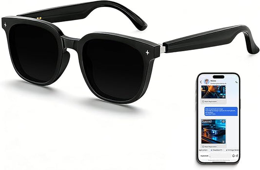2026 AI Smart Glasses with Bluetooth,Open-Ear Audio Bluetooth Glasses for Men,Real-Time Translation 130+ Languages,AI Meeting Assistant,Gesture Control,9H Battery,35g Lightweight,Daily&Business Use
