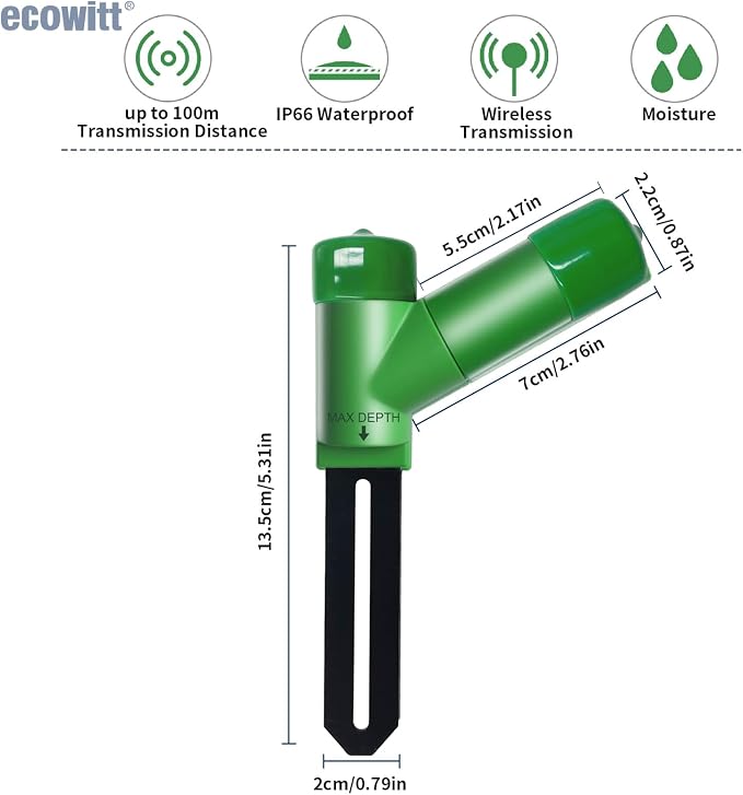 ECOWITT WH51 Soil Moisture Sensor Soil Humidity Tester - Accessory Only, Can Not Be Used Alone