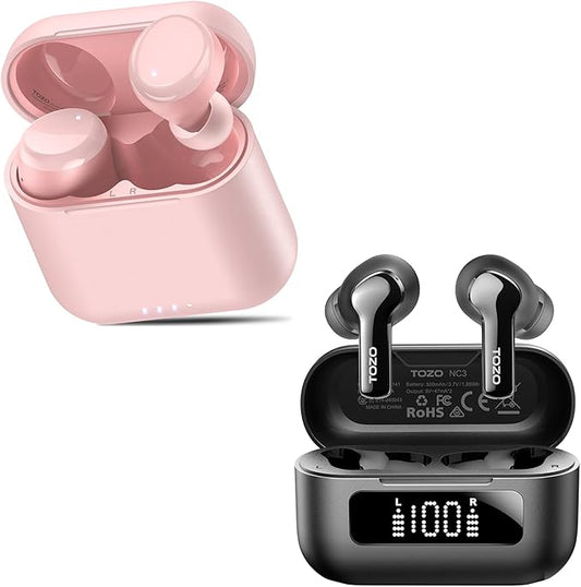 TOZO T6 Wireless Earbuds, Bluetooth 5.3 Ear Buds NC3 Hybrid Active Noise Cancelling Wireless Earbuds