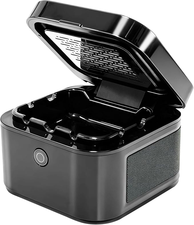 Multifunctional Smokeless Ashtray with HEPA Filter,Rechargeable Air Purifier for Cigarette Smoke,Portable Ashtray for Indoor & Outdoor Use (Black)