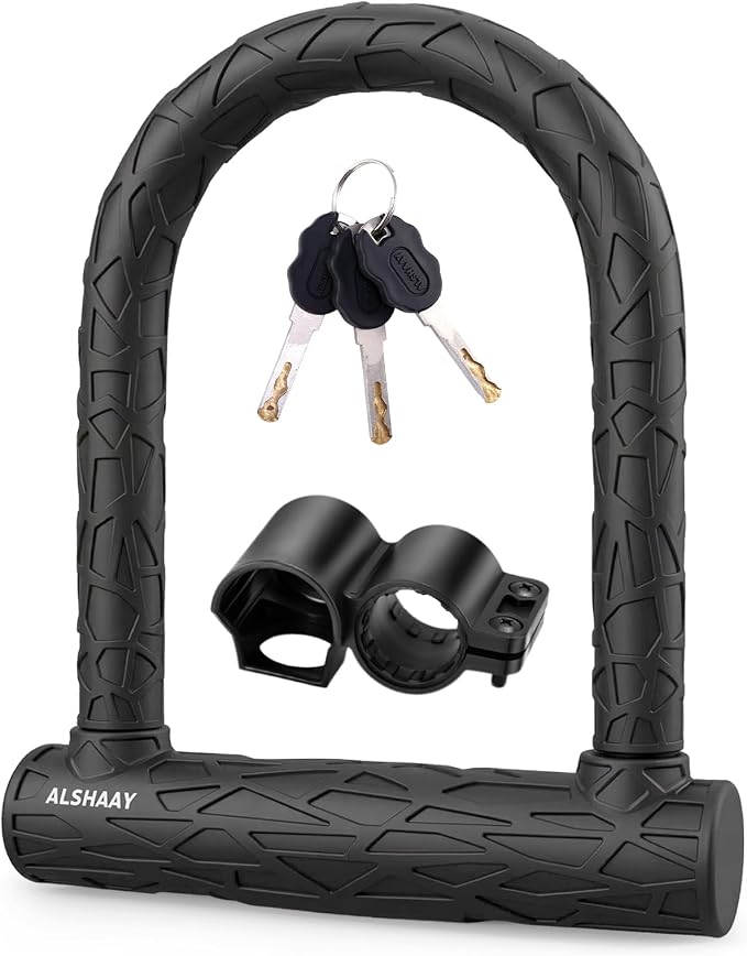 Bike U Lock U Lock Bike Bicycle Lock for Scooter Electric Scooter Patent Protected Textured Protective Sleeve 0.74 Inch Shackle Mounting Bracket 3 Keys Cable Not Included