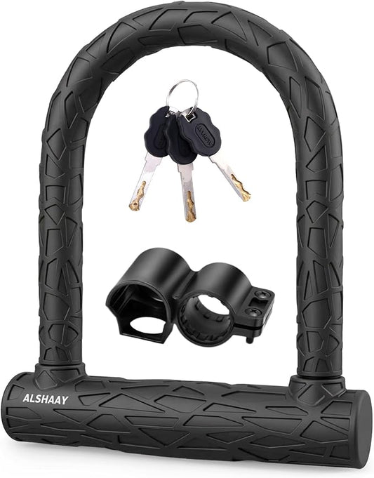 Bike U Lock U Lock Bike Bicycle Lock for Scooter Electric Scooter Patent Protected Textured Protective Sleeve 0.74 Inch Shackle Mounting Bracket 3 Keys Cable Not Included