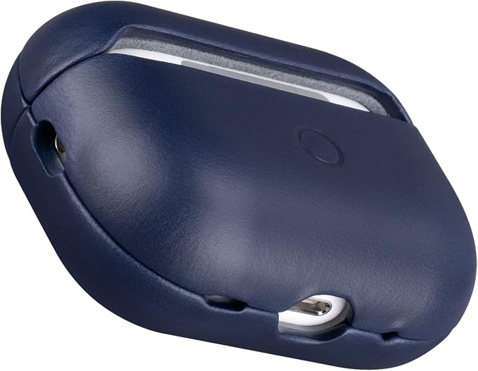 Maogoam for Leather AirPods Pro 2 Case Cover with Button, Genuine Crystal Vegetable Tanned Oil Wax Leather Case for AirPods Pro 2nd Generation, Retro Elegant Style, Front LED Visible,Blue