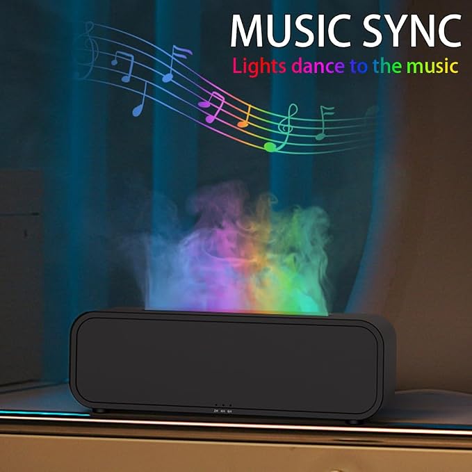 Dream Color Flame Diffuser Humidifier, Music Sync Ultra-Quiet Aroma Essential Oil Diffuser, 250ml Aromatherapy Mist Humidifier with Auto-Off, Timeable for Bedroom, Home, Office(Black)