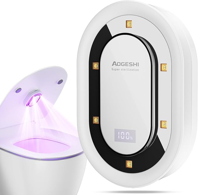UV-C Toilet Lid Sanitizer, Hands-Free 99-Second Auto Cycle, Helps Sanitize & Reduce Odors, No Harsh Chemicals, 180° Coverage, 2000mAh Rechargeable Battery, USB-C Fast Charging