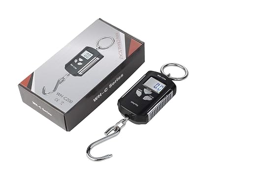 Klau Portable Mini Crane Scale,200 kg / 400 lb,Black and Red | Heavy Duty Digital, LCD Display with Backlight, For Home Farm Market Fishing Hunting