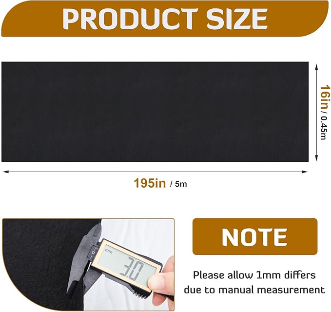 Nuanchu 22 Sq ft 16 x 195 in Black Underfelt Carpet with Adhesive Back for Speaker Sub Box, Underfelt Carpet for RV, Boat, Marine, Auto, Truck, Car Trunk, Door Liner, Desk