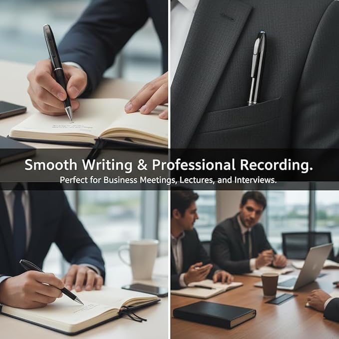 64GB Digital Voice Recorder Pen, 1080P HD Multimedia Recorder for Lectures Meetings Interviews, Professional Dictaphone with 3 Ink Refills, One-Key Manual Operation, USB Transfer
