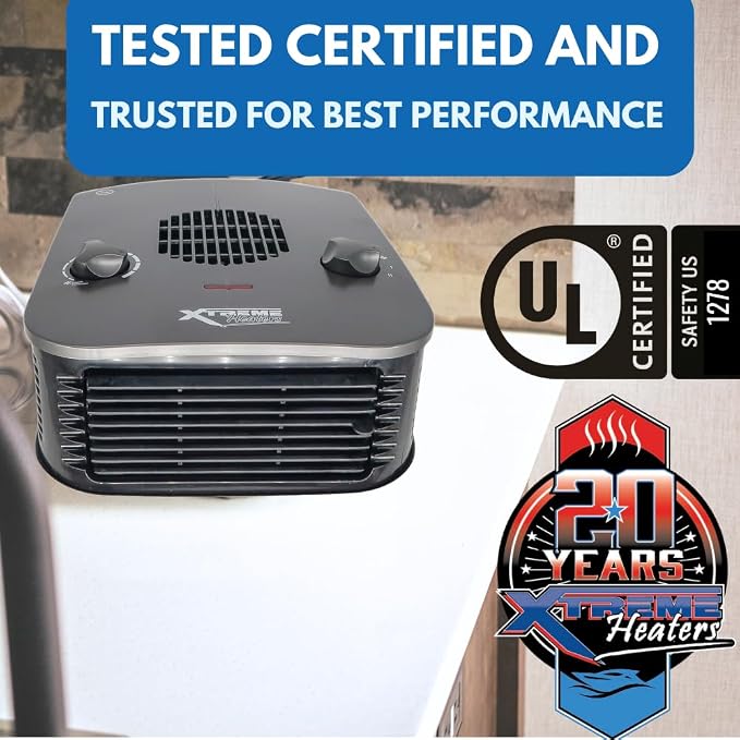 Xtreme Heaters Boat, Cabin & RV Heater | Overheat Protection, Tip-Over Protection, Portable | Boat Heater, Heat RV Bay (Dark Grey)